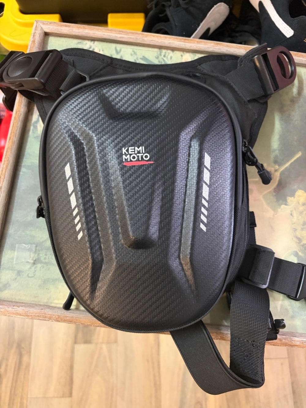 Kemi Moto Black Hard-Shell Crossbody Bag for Men